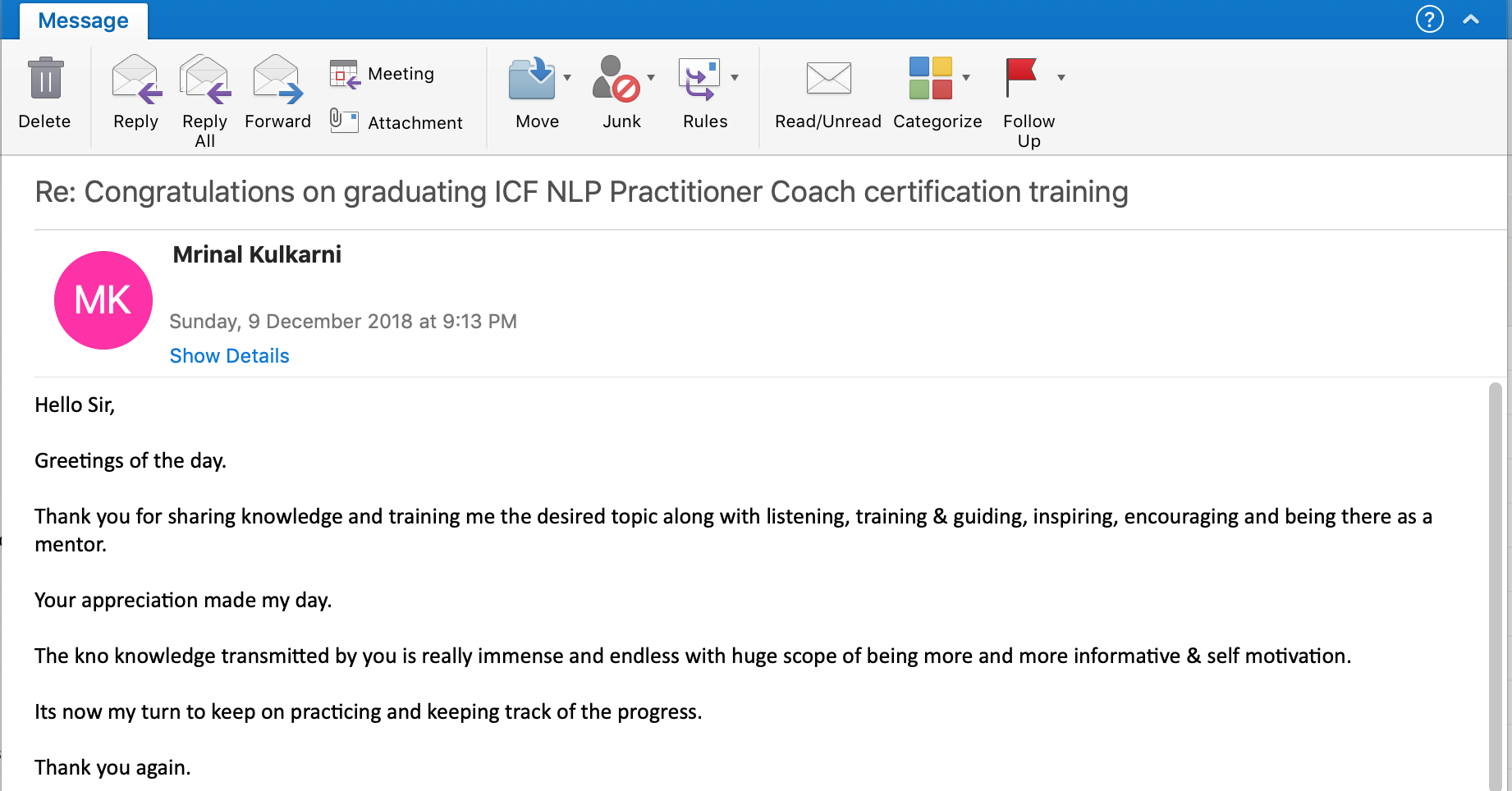 icf nlp pune mumbai anil dagia icf nlp practitioner coach training testimonial mrinalini kulkarni
